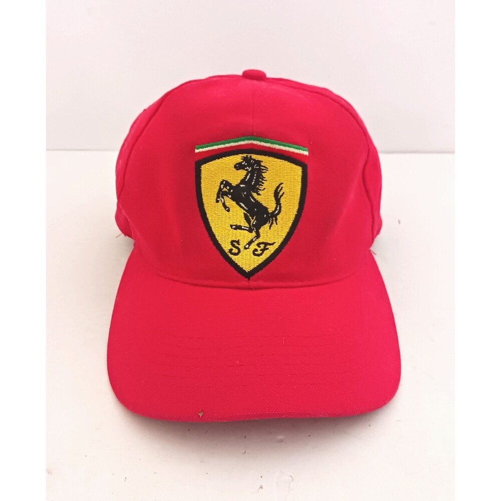 Ferrari Scuderia Strapback Hat Red Cotton Twill Embroidered Logo